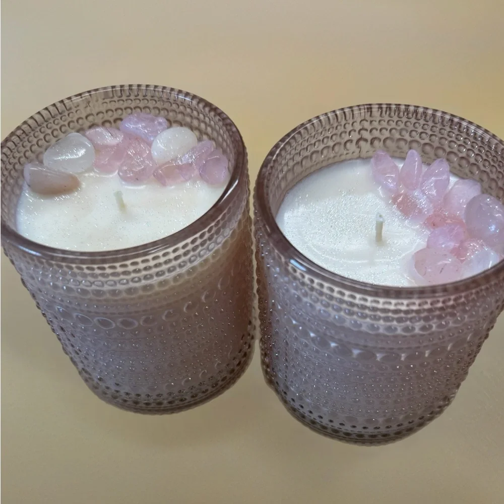 Non Toxic Beaded Scented Candle Set of 2,Blush.